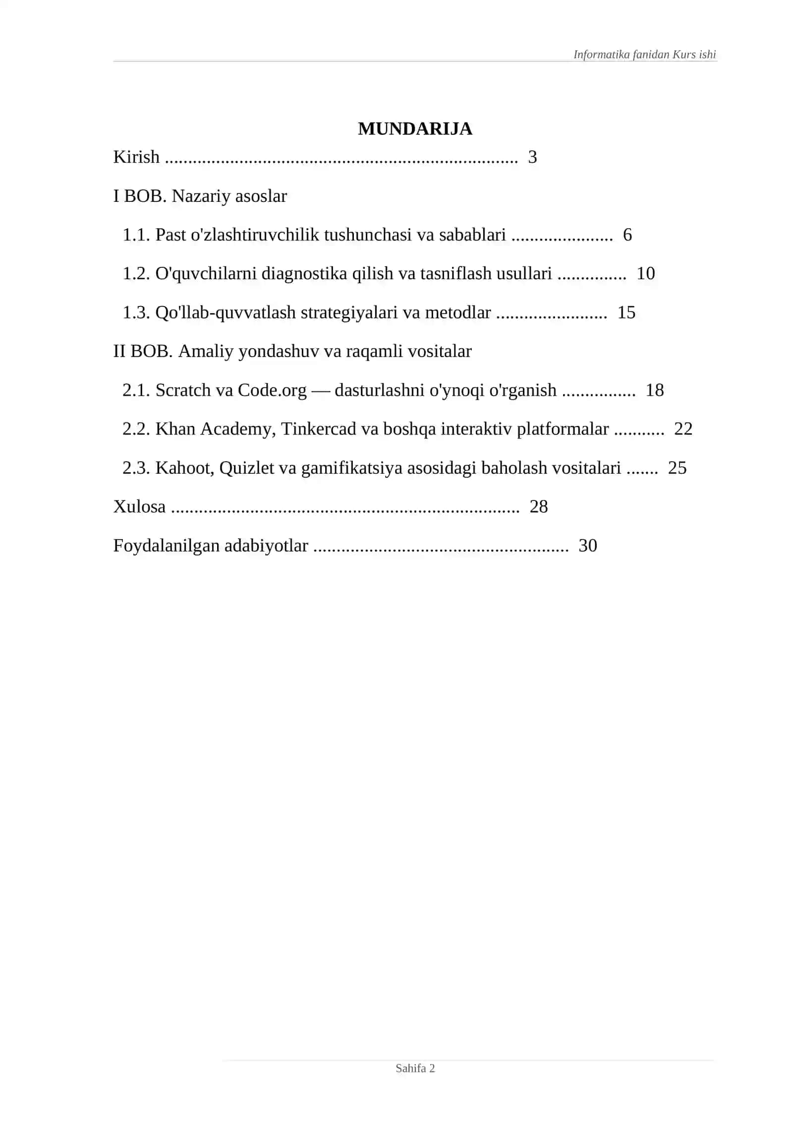 Informatika va axborot texnalogiyalari fanidan past o’zlashtiruvchi o’quvchilar bilan ishlash metodikasi 2
