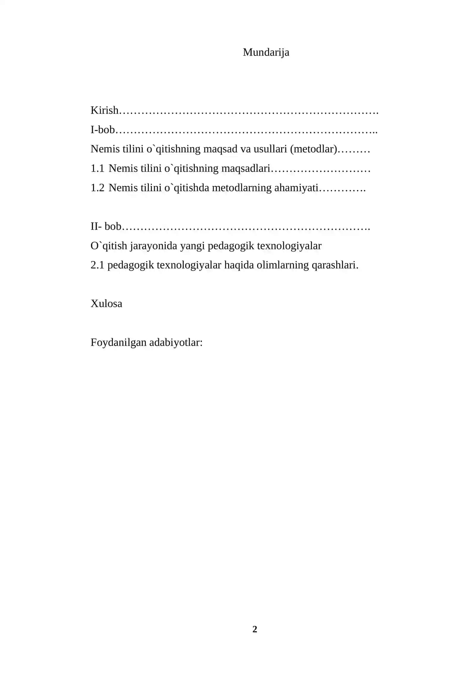 Nemis tilini o`qitishda ilg`or pedagogik texnologiyalar va ularning ahamiyati 2
