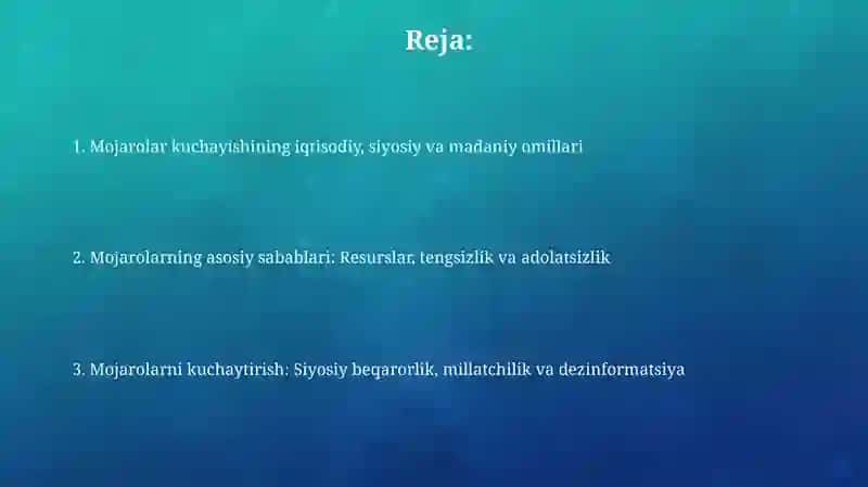 Konflikt kuchayishining iqtisodiy-siyosiy va madaniy xususiyatlari 2