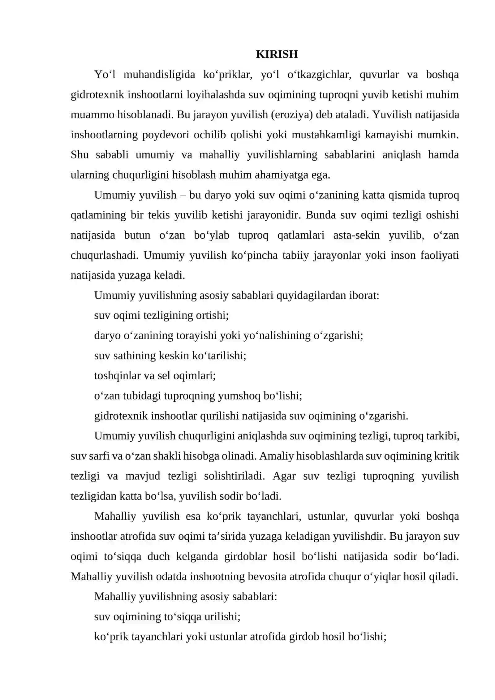 UMUMIY VA MAXALLIY YUVILISHLAR SABABLARI VA ULARNI CHUQURLIGINI HISOBLASH 2