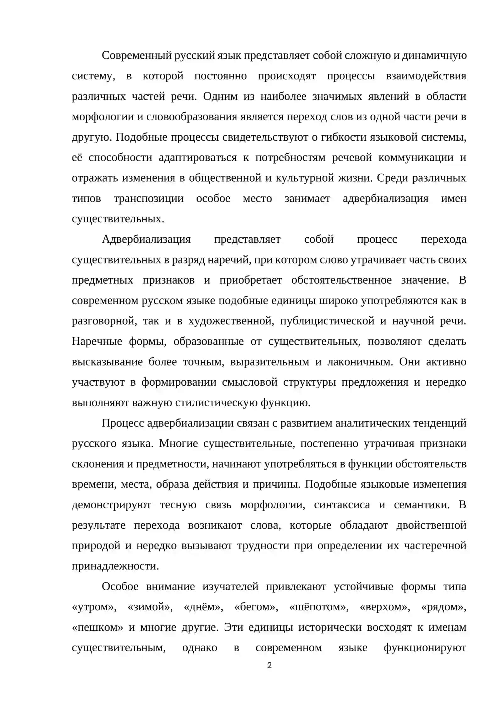 Адвербиализация имен существительных в современном русском языке 2