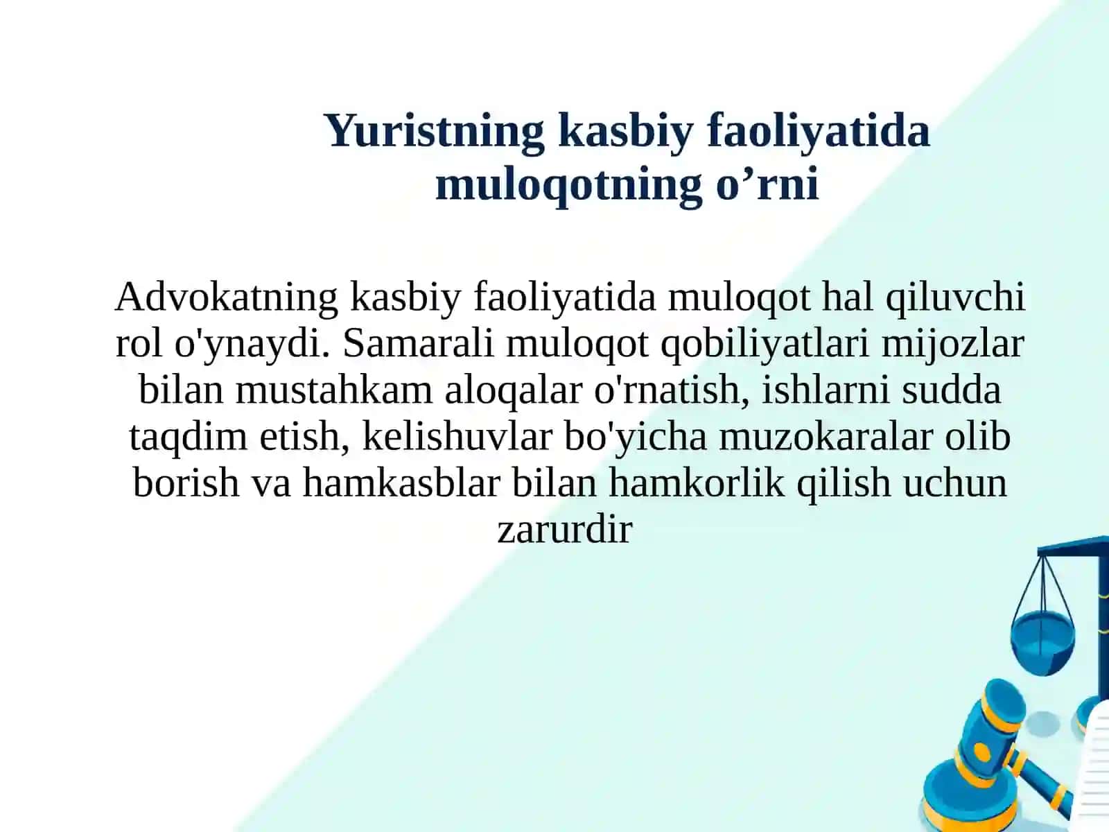 Yuristning kasbiy faoliyatida muloqotning o'rni 2