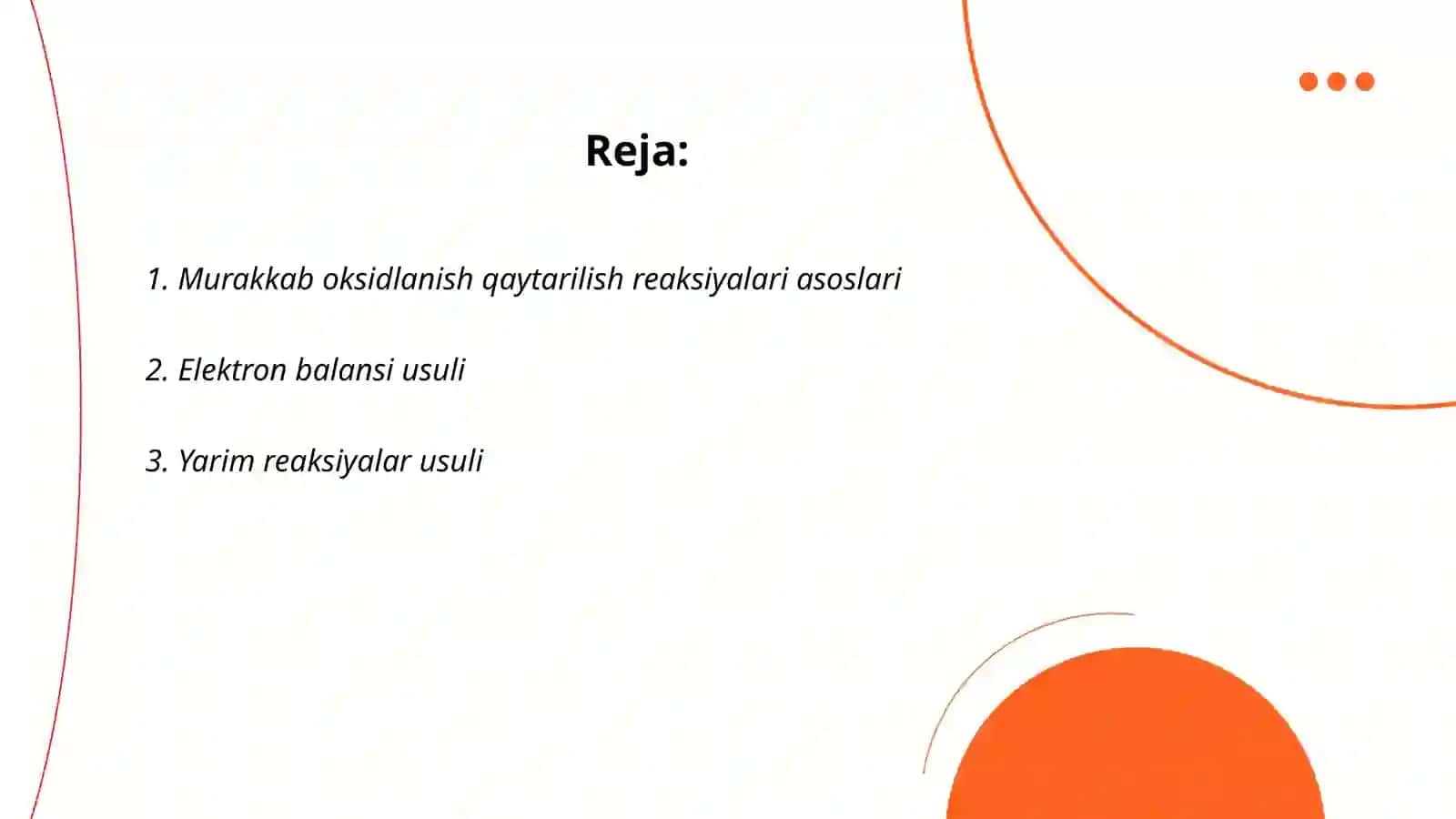 Murakkab oksidlanish qaytarilish reaksiyalari 2