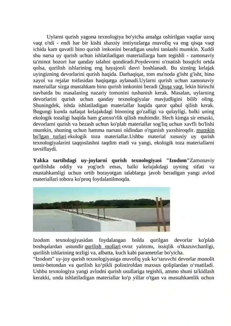 MUSTAQIL ISH.Uy va xonalarni tamirlashda qo'llaniladigan zamonaviy qurulish materiallari 2