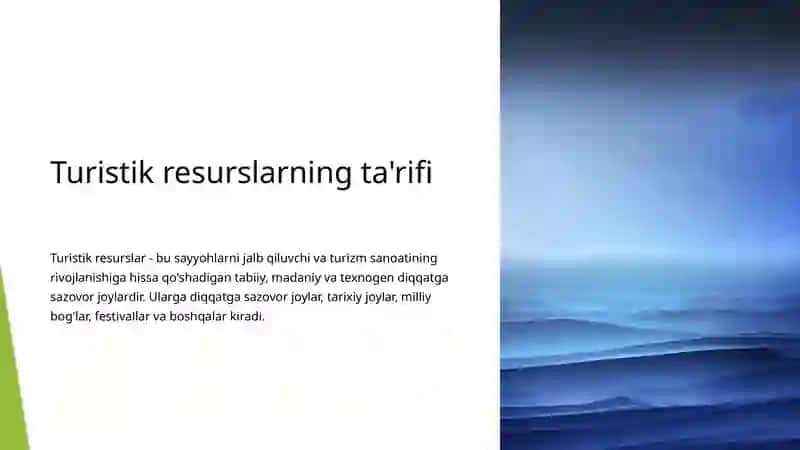 Turistik resurslardan samarali foydalanish yo'llari 2