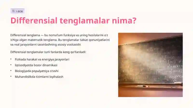 Differensial tenglamalar: Asosiy tushunchalar va yechim usullari 2
