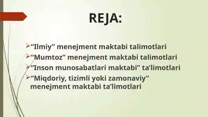 MENEJMENT MAKTABLARI 2