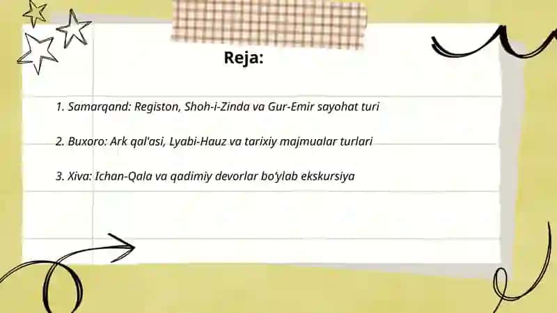 Samarqand: Registon, Shoh-i-Zinda va Gur-Emir sayohat turi 2