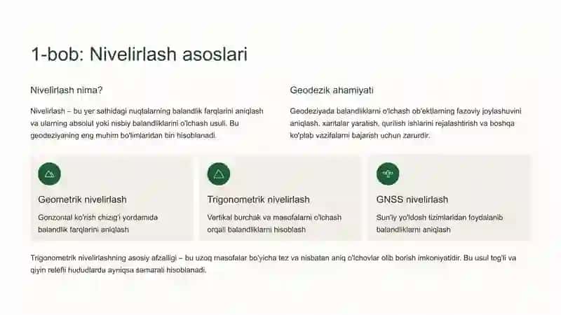 Bir va ikki tomonlama trigonometrik nivelirlashni bajarishni o'rganish 2