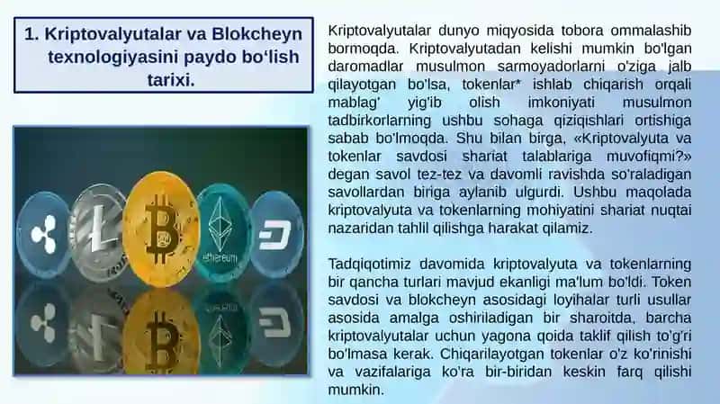 KRIPTOVALYUTALAR BLOKCHEYN TIZIMLARI. 2