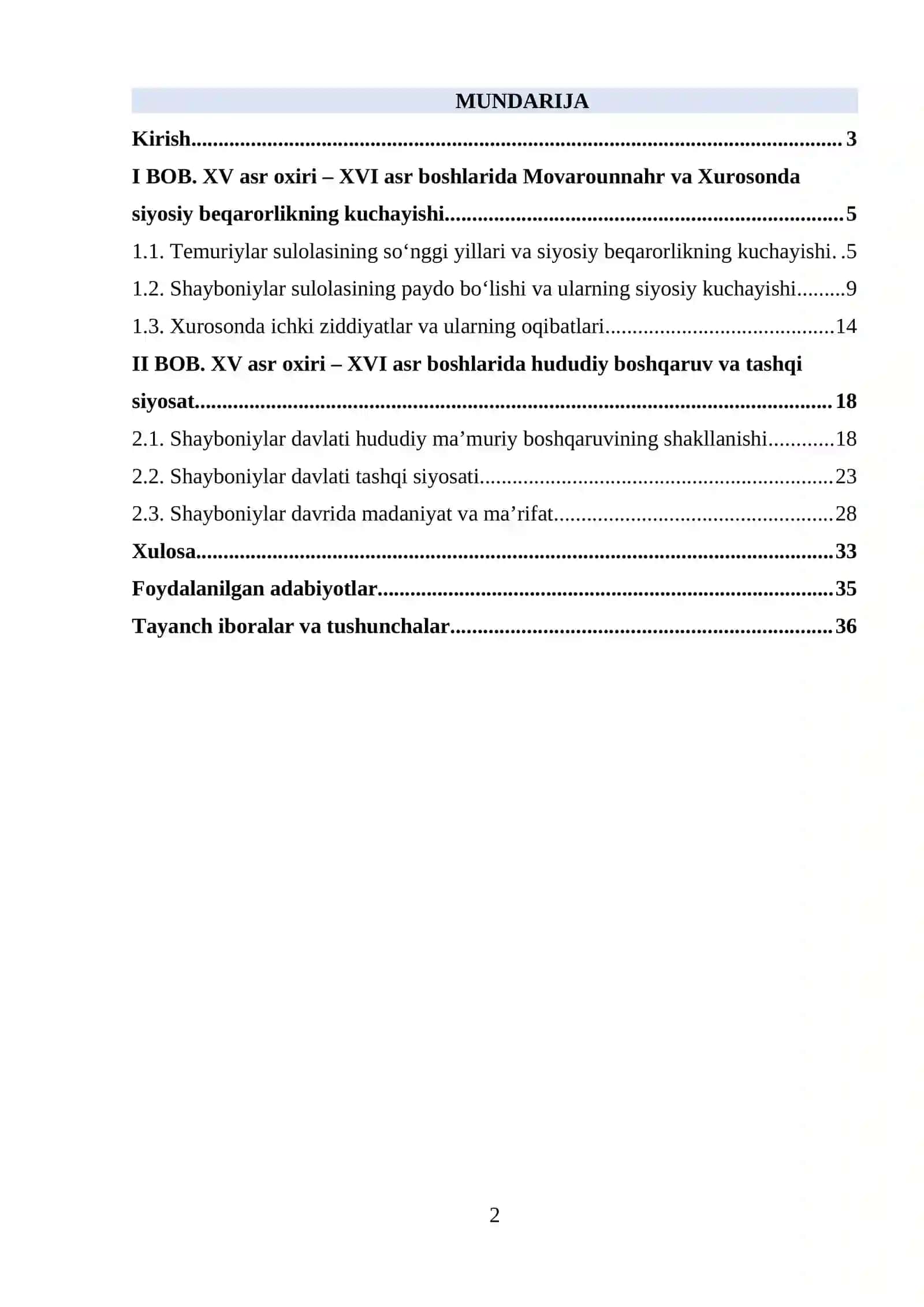Shayboniylar davrida hududiy boshqaruv va tashqi siyosat 2