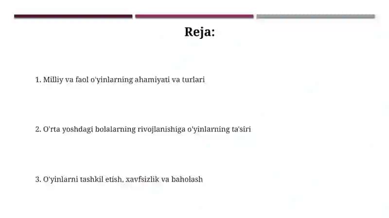 Milliy va Faol O'yinlarning O'rganish 2
