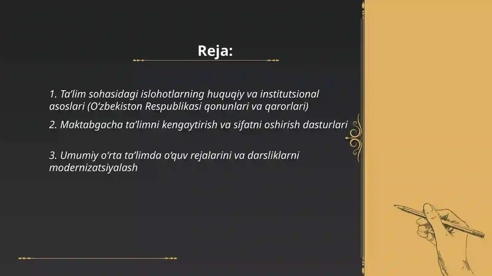 Oʻzbekiston Respublikasida ta’lim sohasida amalga oshirilgan islohotlar 2