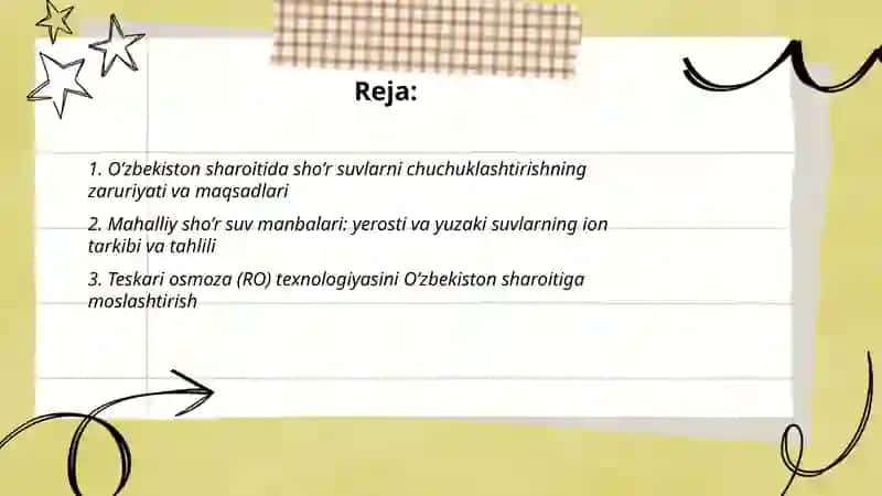 O’zbekiston sharoitda sho’r suvlarni chuchuklashtirish g’oyasini yaratish 2
