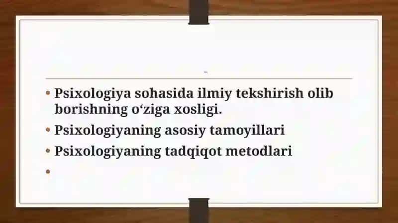 Hozirgi zamon psixologiyasining tuzilishi va tadqiqot metodlari 2