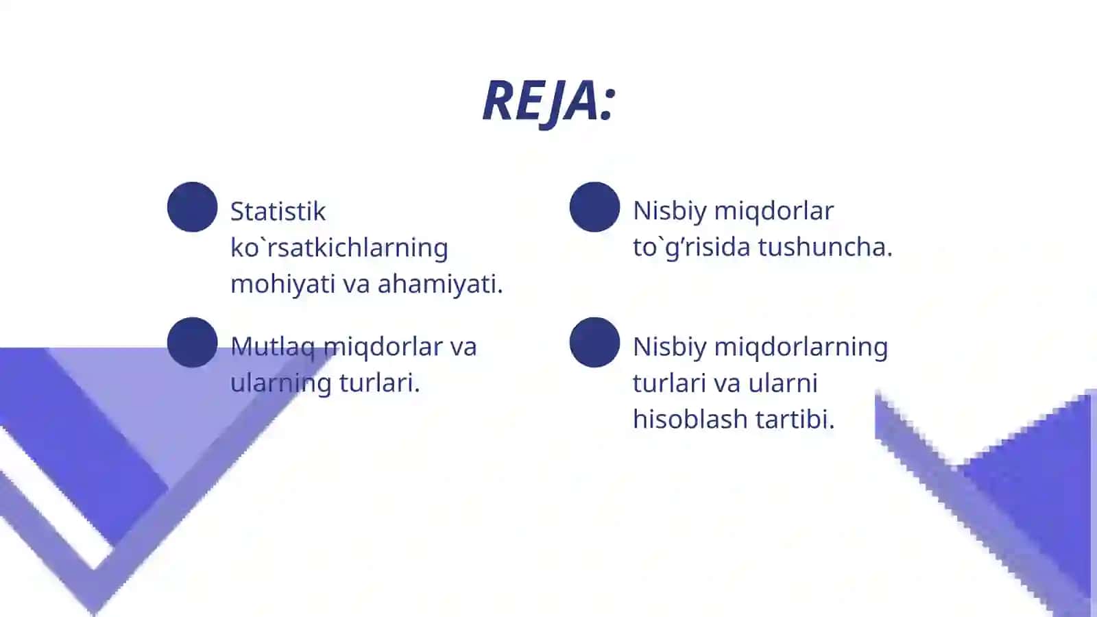 Tasviriy statistika ko'rsatkichlari 2