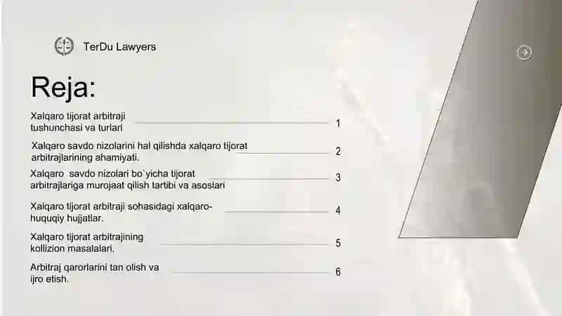 Xalqaro savdo nizolarini xalqaro tijorat arbitrajida hal etish tartibi 2