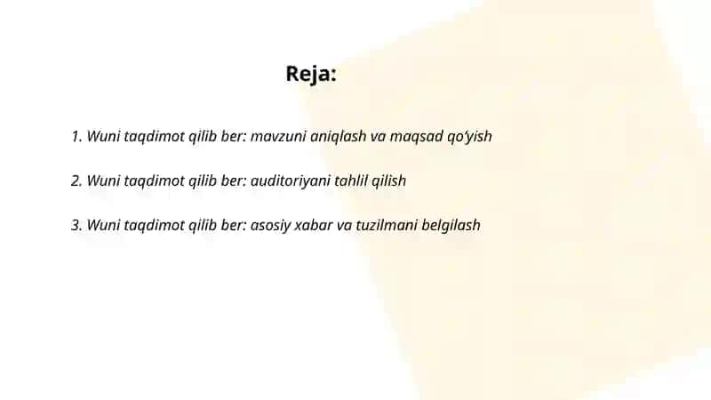 Wuni taqdimot qilib ber 2