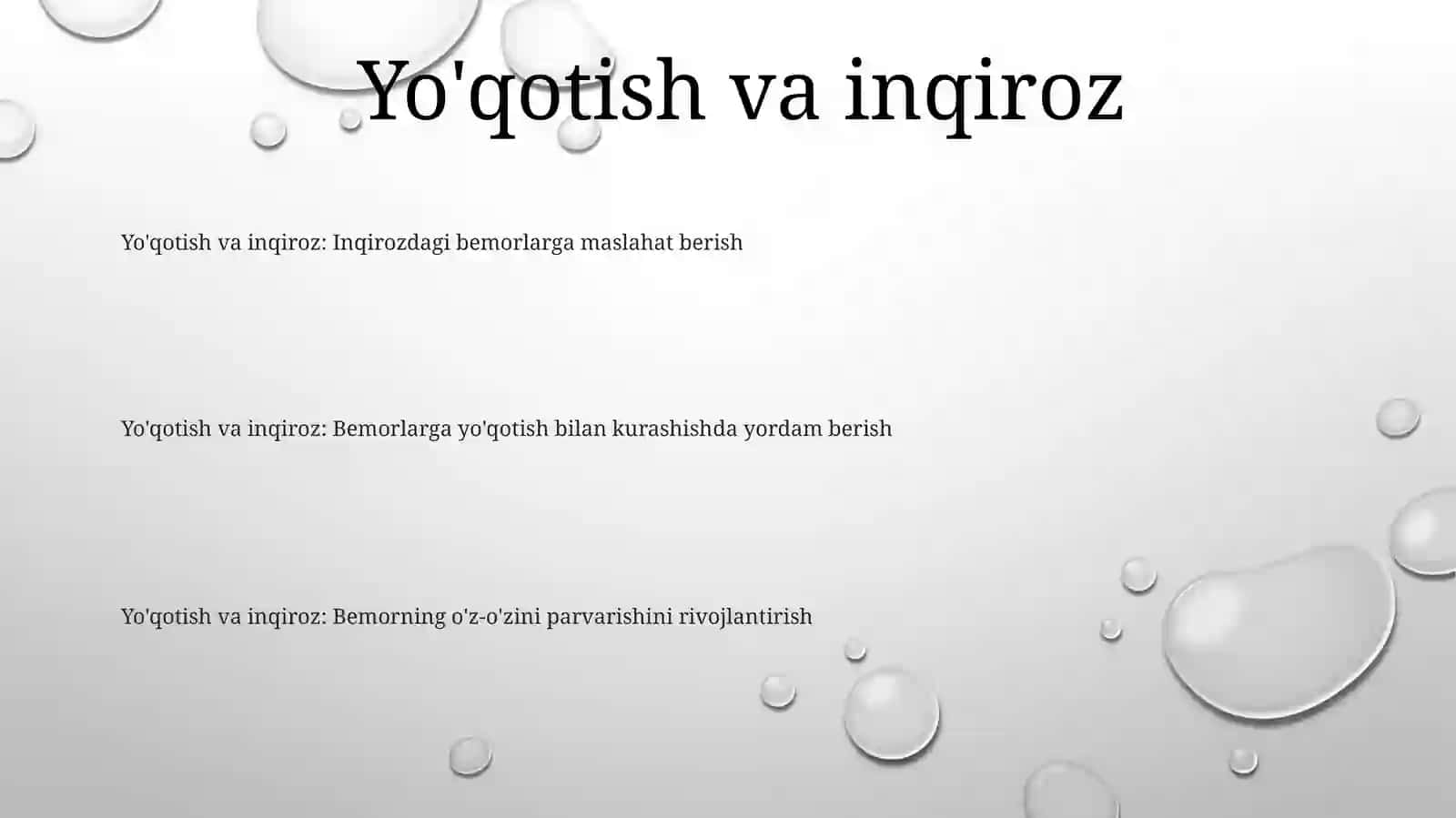 Bemorlikda Yo'qotish va Inqiroz 2