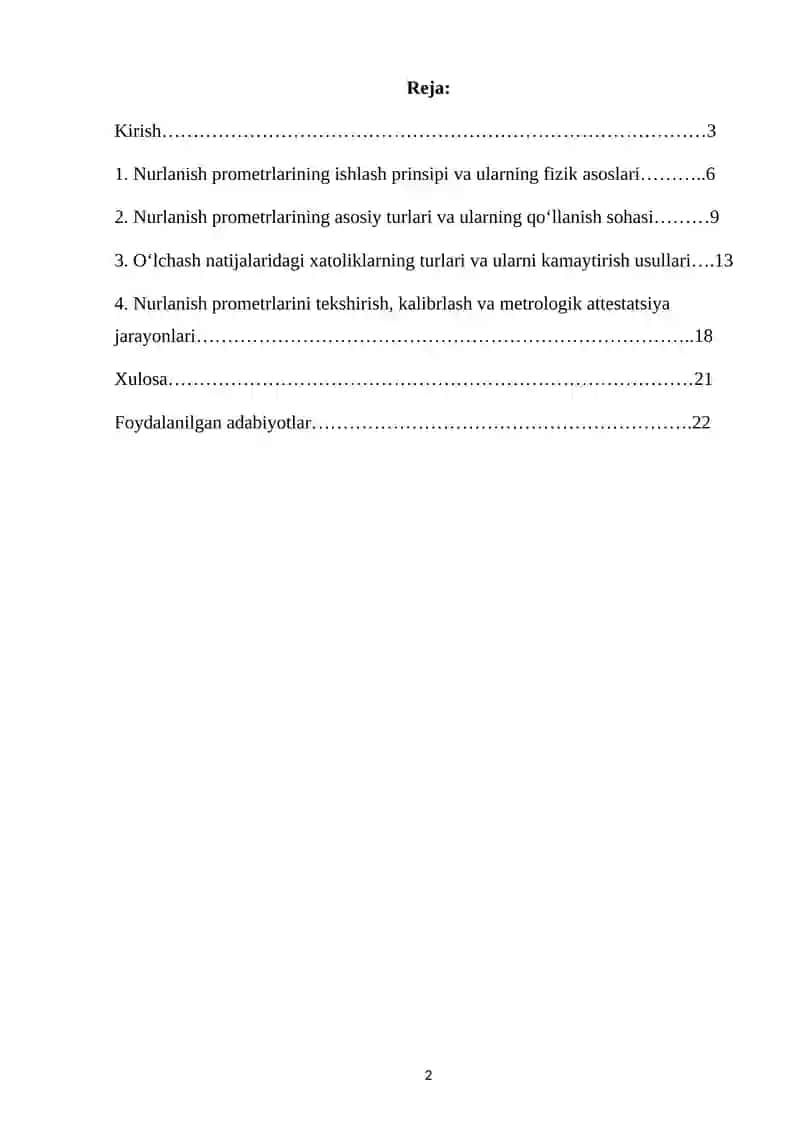 Nurlanish prometrlarining turlari hamda xatoliklarini aniqlash usullari 2