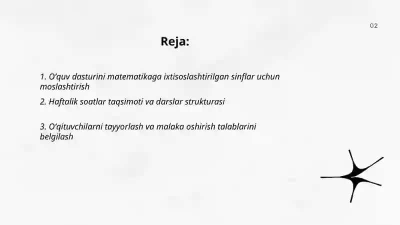 Matematikaga ixtisoslashtirilgan sinflarda oʻqitishni tashkil etish 2