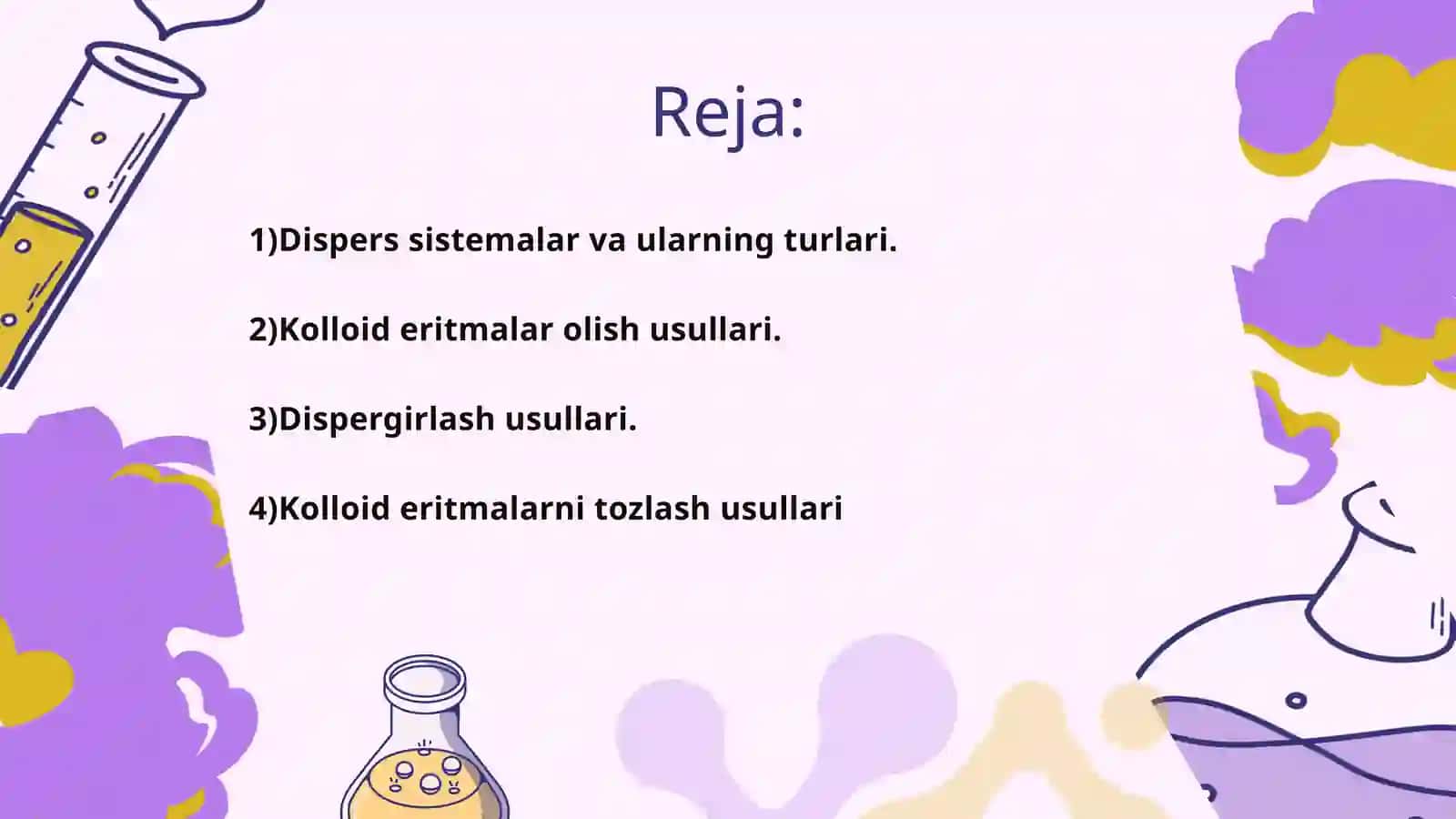 Biologik jarayonlardagi kolloid eritmalar.Klassifikatsiyasi tuzilishi olinishi va tozalash usullari 2