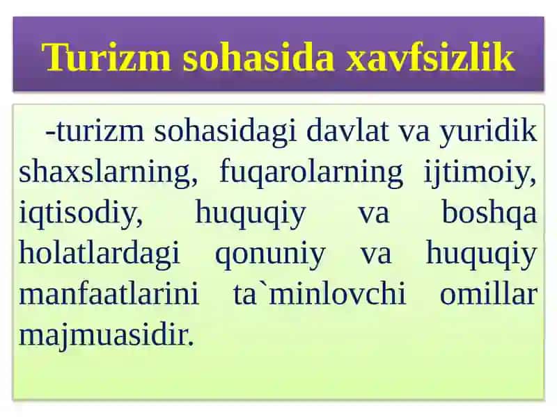 Turizm sohasida xavfsizlik 2