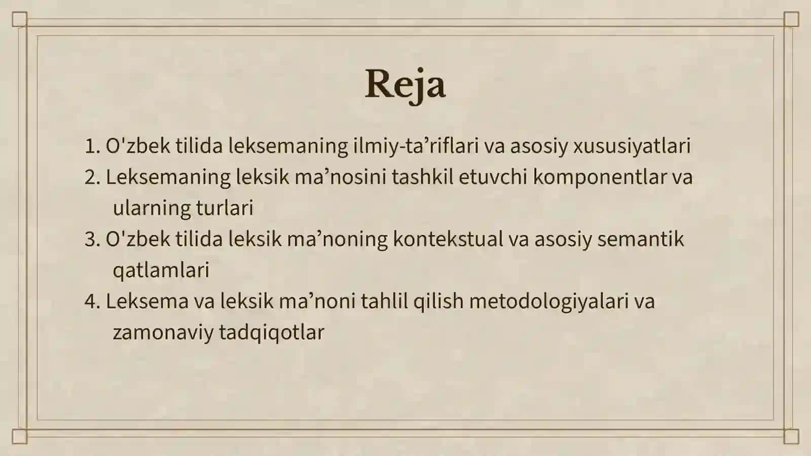 OʻZBEK TILIDA LEKSEMA VA LEKSIK MAʼNONING SEMANTIK TARKIBI 2