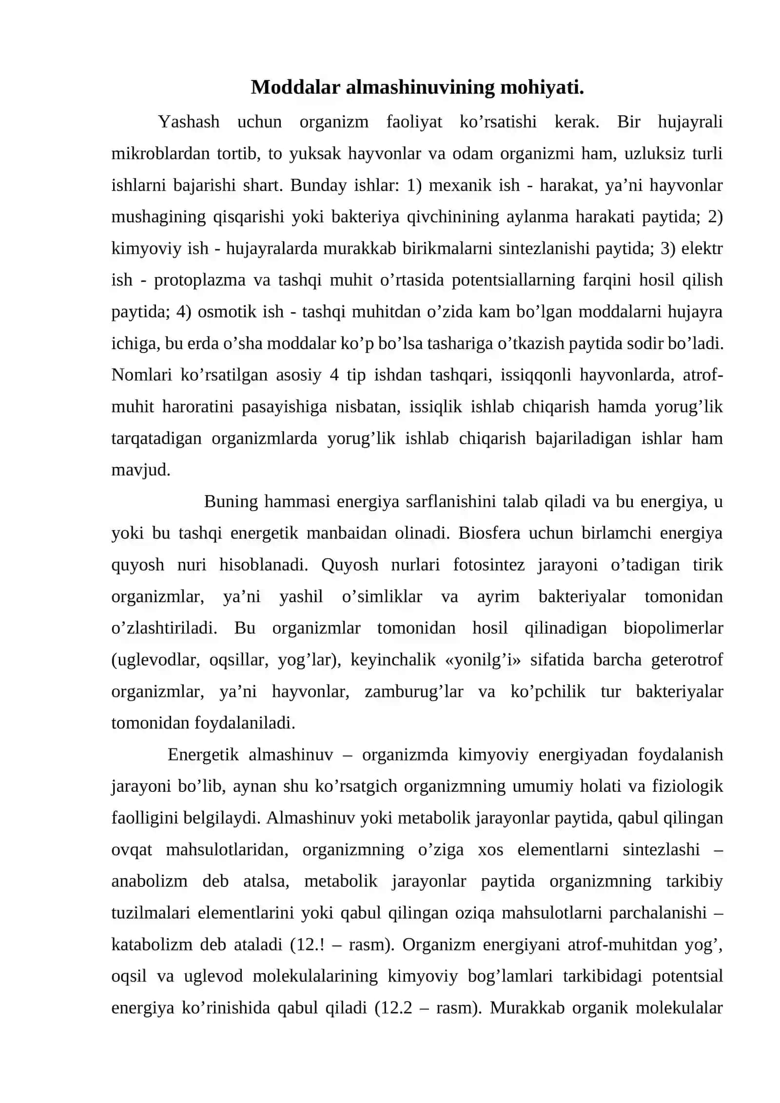 Energiya va moddalar almashinuvi 2