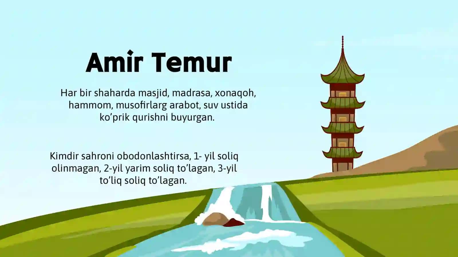 Amir Temur davlatida obodonchlik va bunyodkorlik ishlari 2