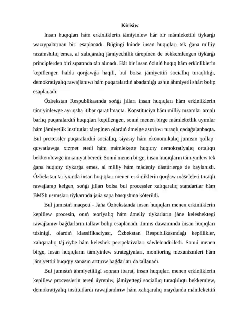 Insan huqıqları hám erkinliklerin támiyinlew strategiyaları hám rawajlanıw baǵdarları 2