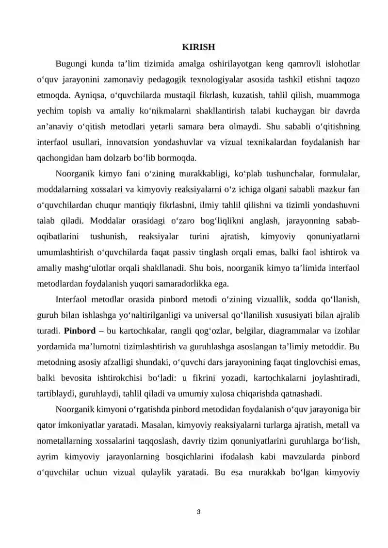 “Pinbord” matodini noorganik kimyoni oʻrganishda qoʻllash 2