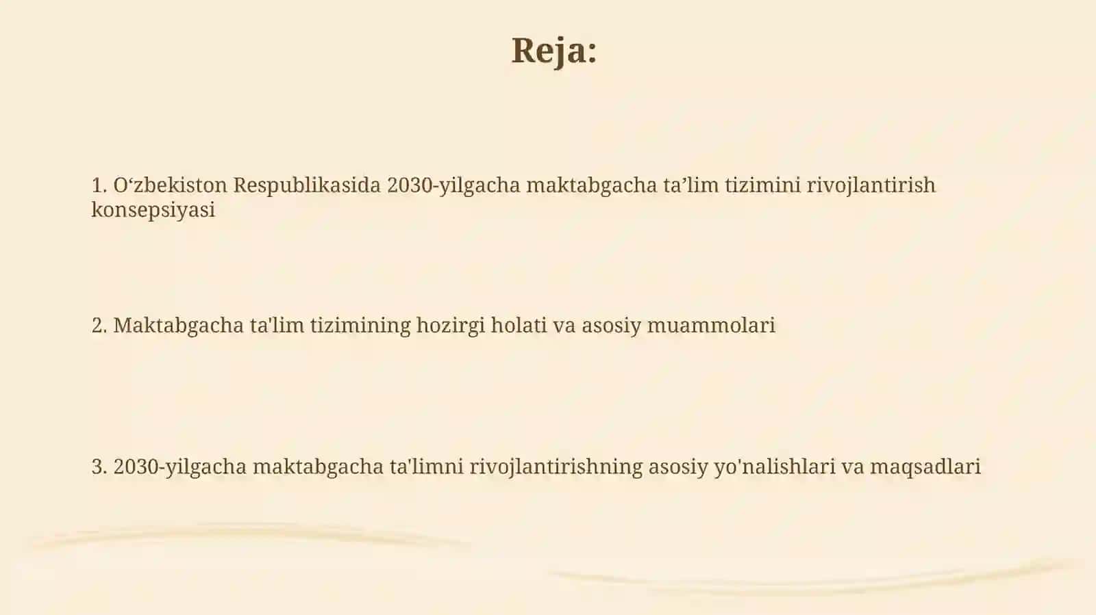 O'zbekiston Respublikasi Maktabgacha ta'lim tizimini 2030-yilgacha rivojlantirish konsepsiyasi 2