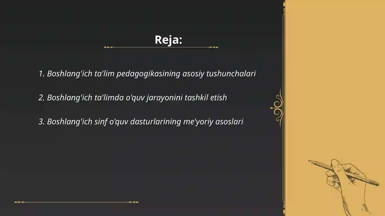 Boshlang'ich ta'lim pedagogikasi fanining me'yoriy asoslarini oʻrganish 2