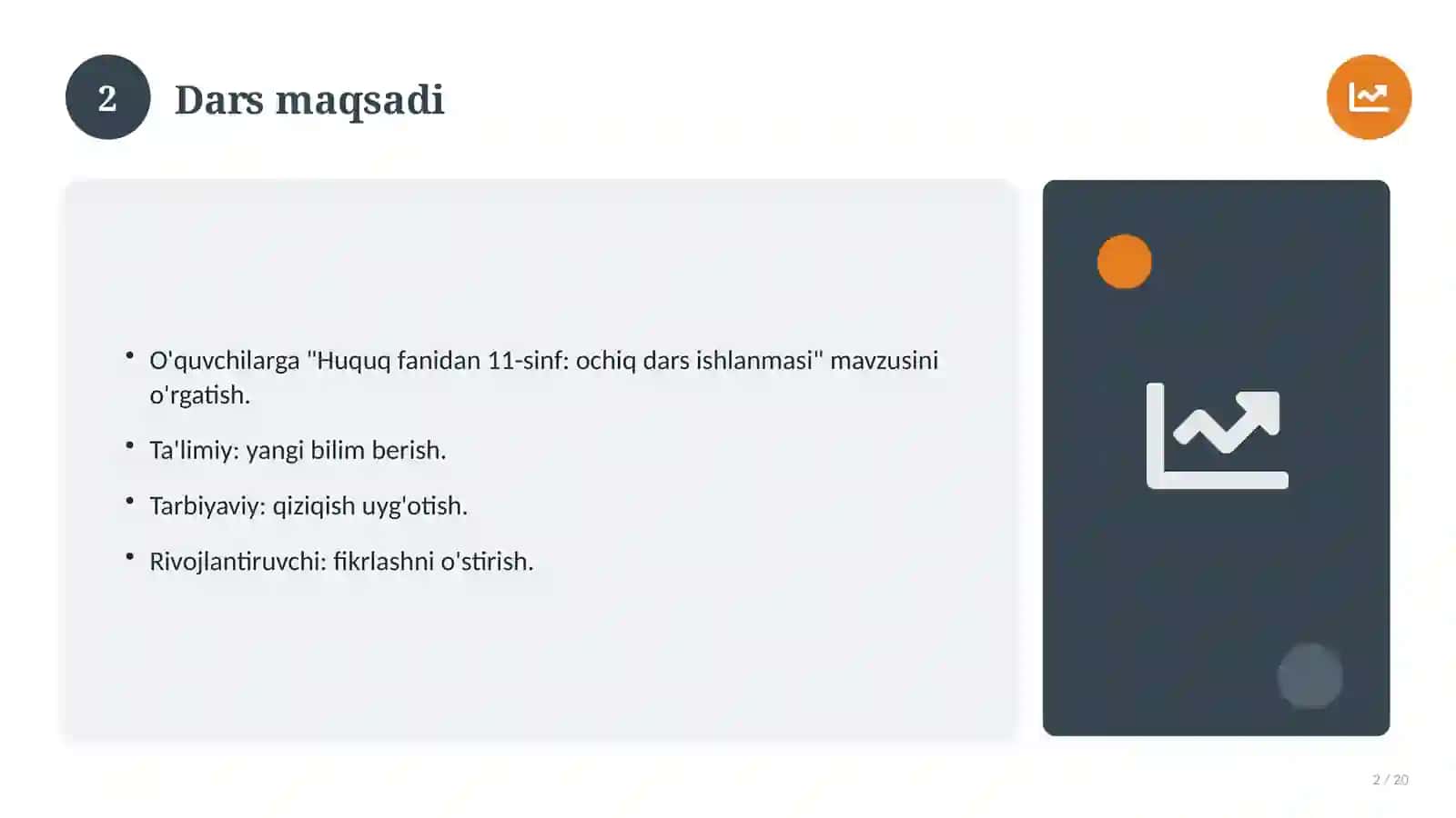 11-sinf: ochiq dars ishlanmasi 2