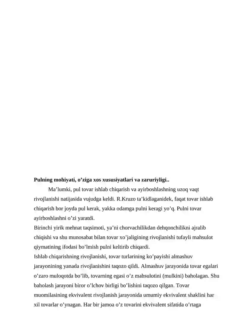 Pulning O'ziga Xos Xususiyatlari 2
