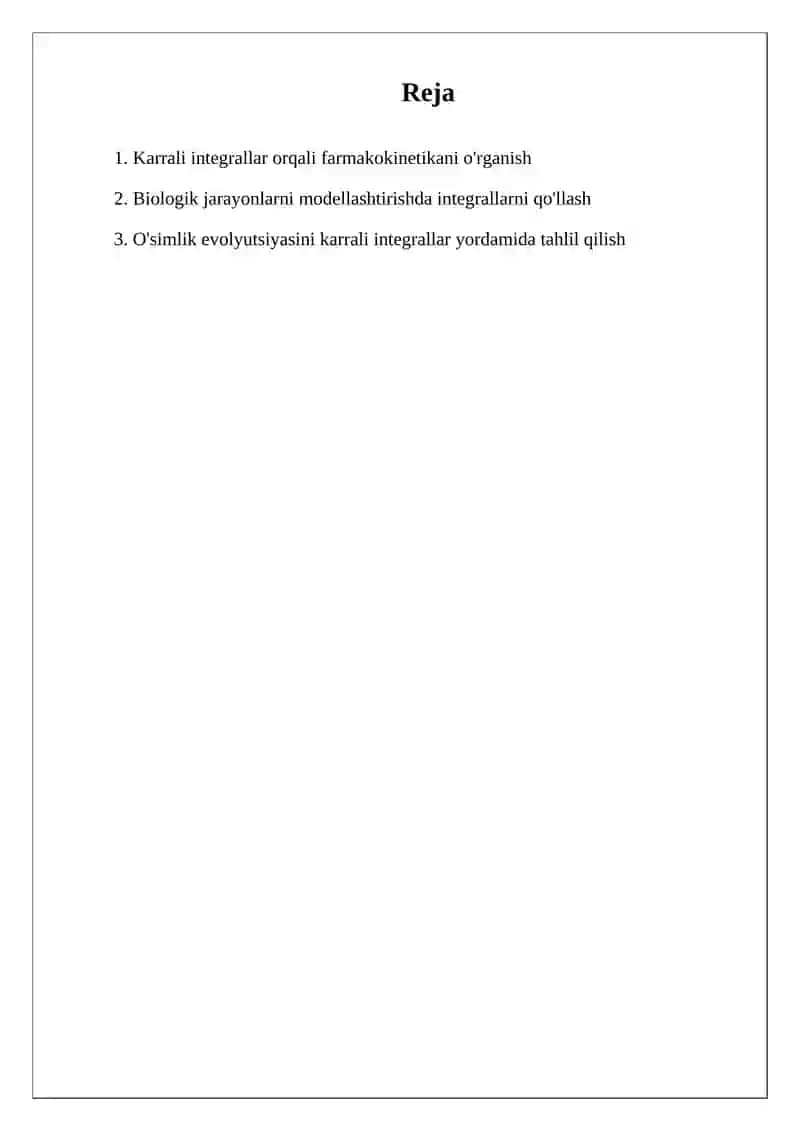 KARRALI INTEGRALLARNING BIOLOGIYA VA MEDITSINADAGI TATBIQLARI 2
