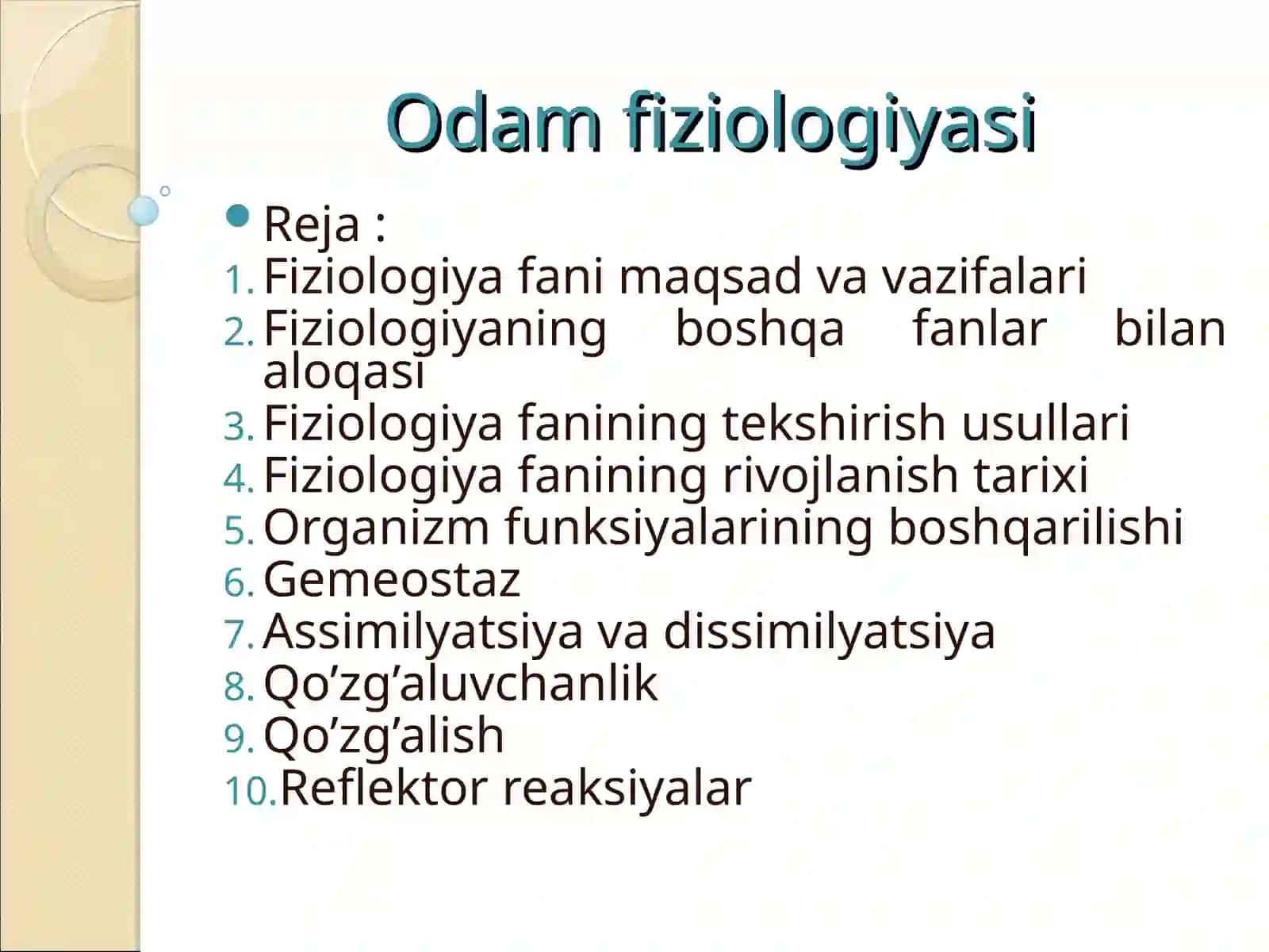ODAM FIZIOLOGIYASI FANI 2
