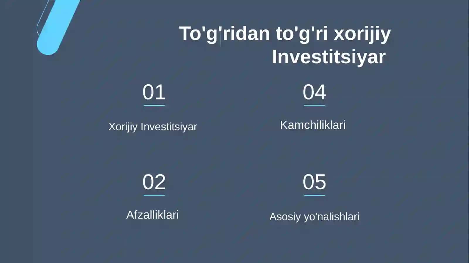 To'g'ridan-to'g'ri xorijiy investitsiyalar 2