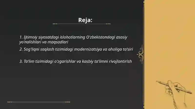 Oʻzbekiston ijtimoiy sohada amalga oshirilayotgan oʻzgarishlar mazmun mohiyati 2