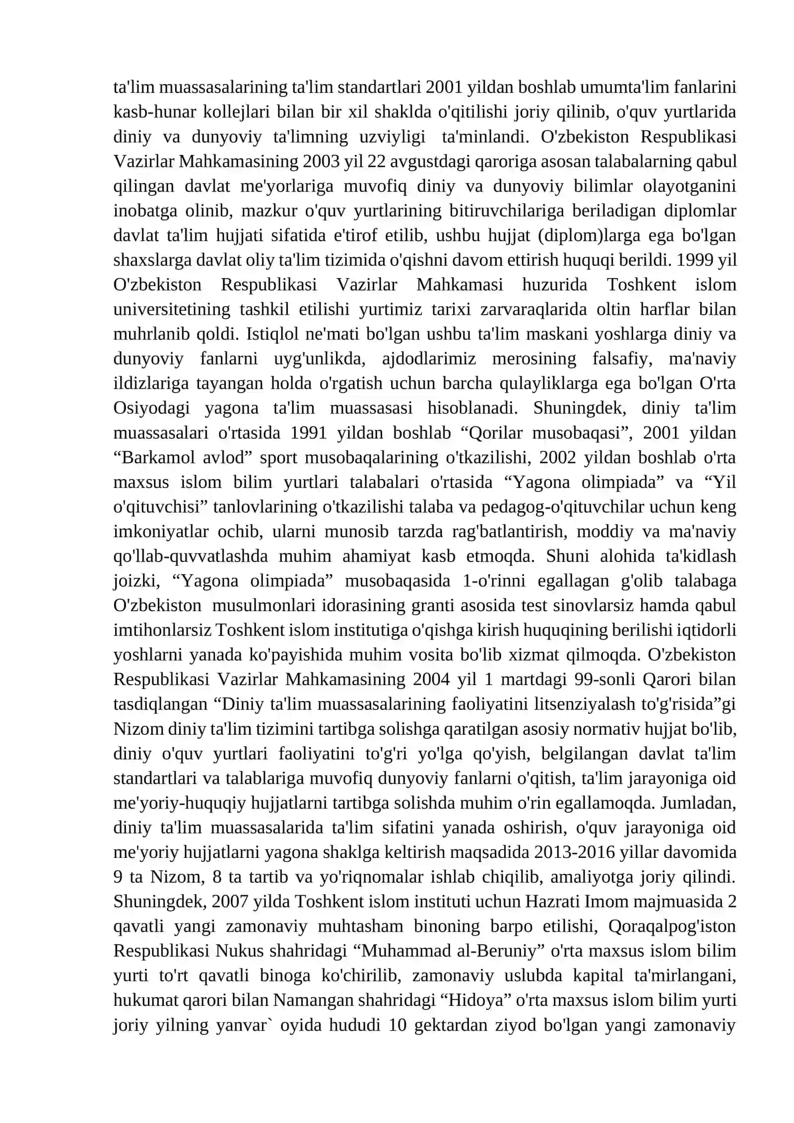 Yangi O‘zbekistonda dunyoviy va diniy ta`lim va tarbiyaning yo`nalishlari 2
