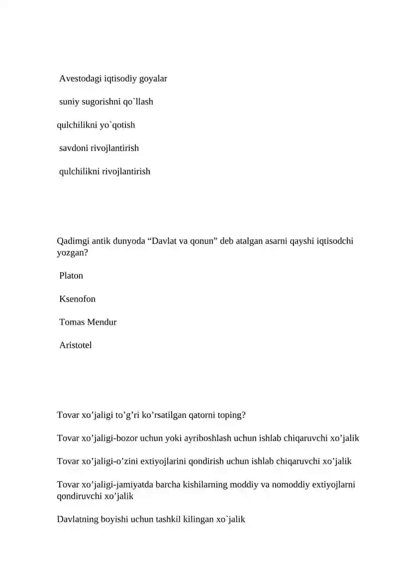 Iqtisodiy ta’limodlar tarixi 2