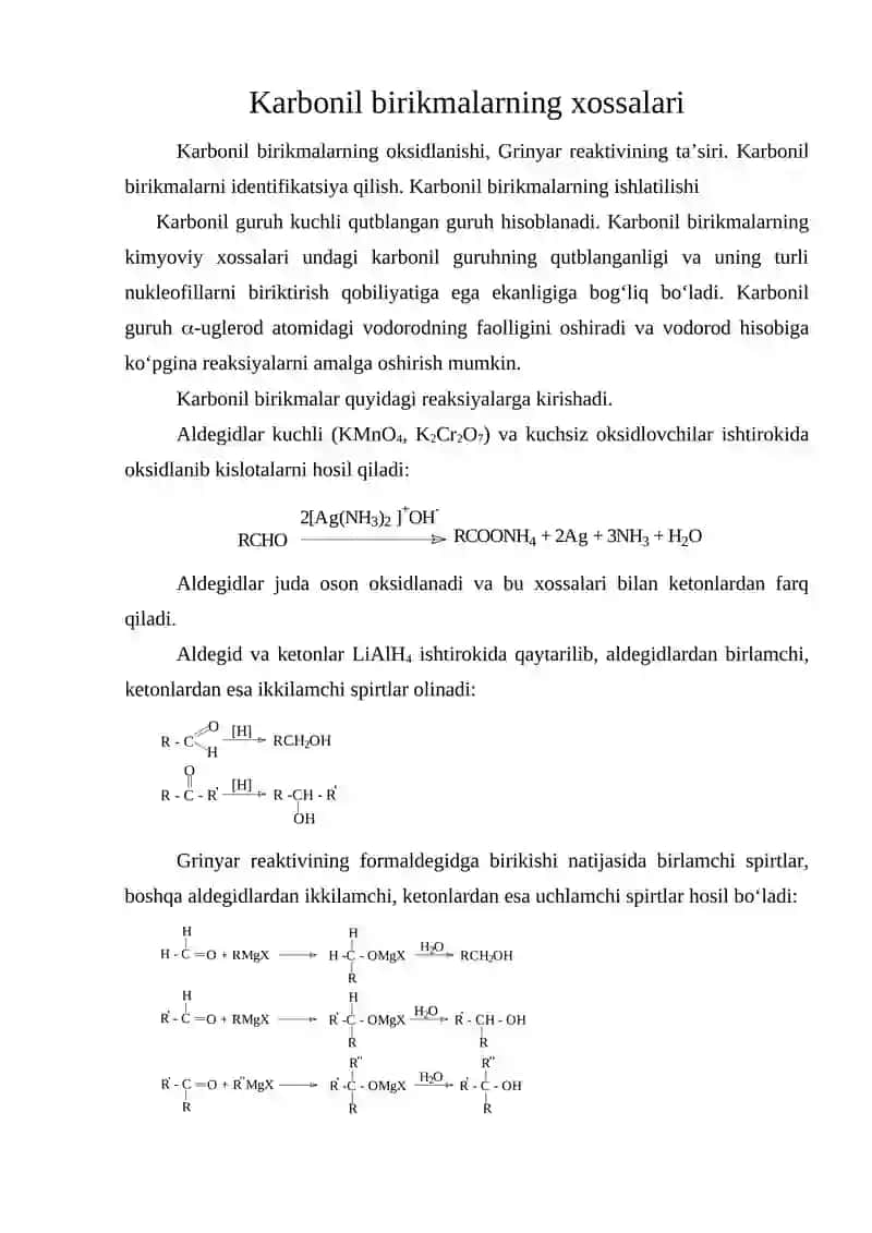Karbonilli komplekslarning tuzilishi 2
