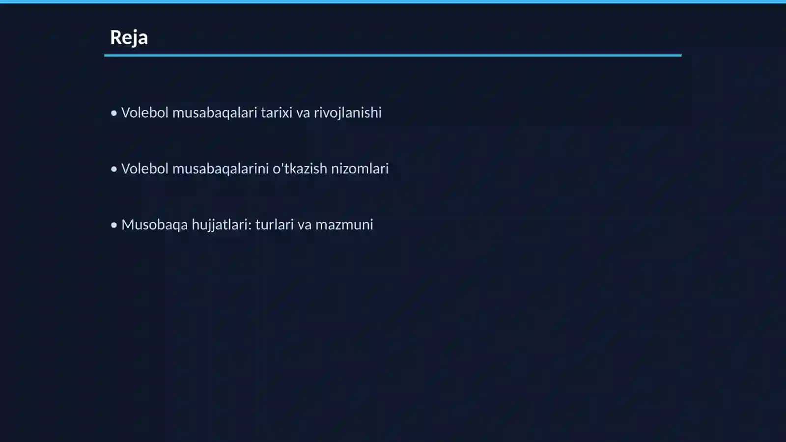 Volebol musabaqalarn nizomn tuzish va musabaqaga oyid hujatlarn rasmiylashtrsh tartibn oʻrgatsh 2