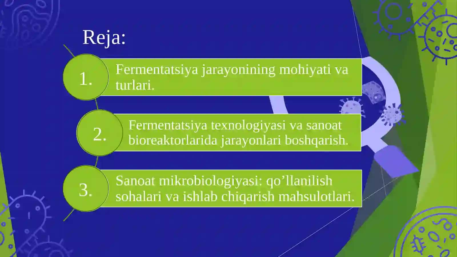 FERMENTATSIYA JARAYONI VA SANOAT MIKROBIOLOGIYASI 2