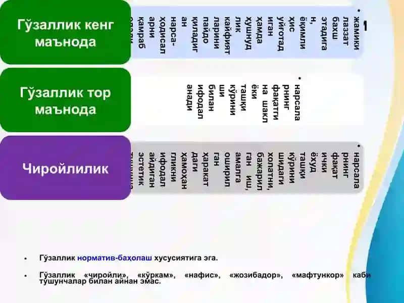 АҲЛОКШУНОСЛИК ФАЛСАФАСИ (ЭСТЕТИКА)  Axloq falsafasi (Estetika) 2