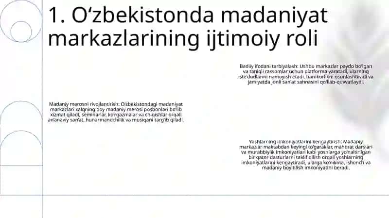 Madaniy Markazlarning Ijtimoiy Faoliti OʻZbekistonda 2
