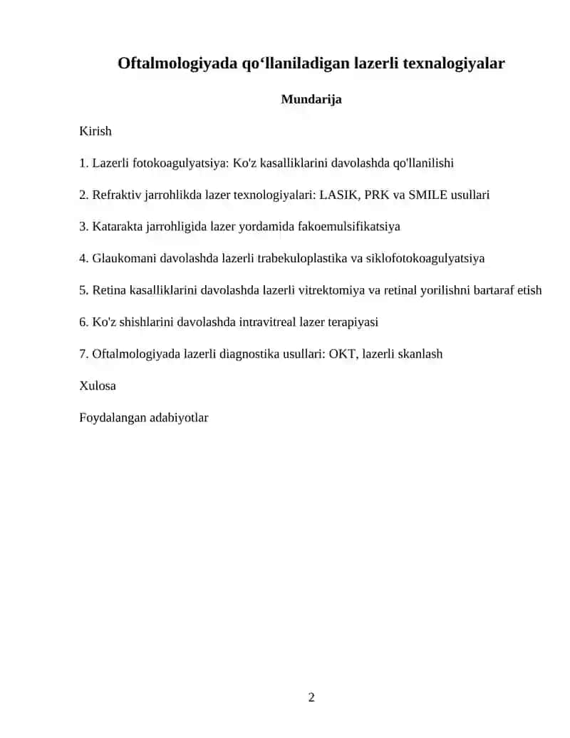 Oftalmologiyada qoʻllaniladigan lazerli texnalogiyalar 2