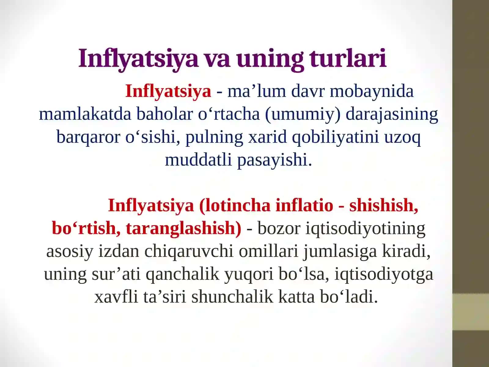 Inflyatsiya va uning turlari 2