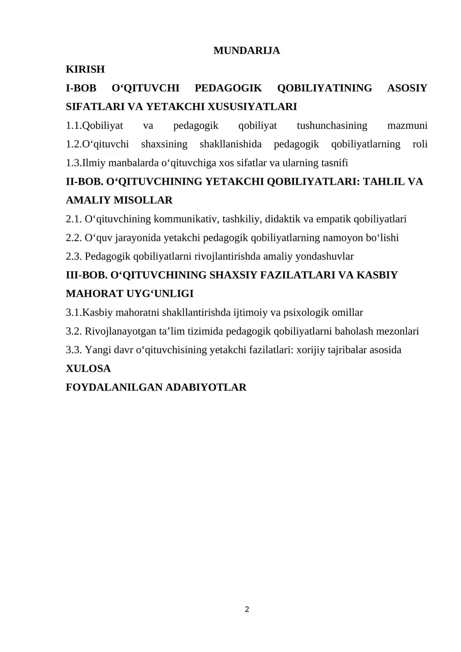 BOB O‘QITUVCHI PEDAGOGIK QOBILIYATINING ASOSIY SIFATLARI VA YETAKCHI XUSUSIYATLARI 2